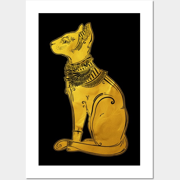 Bastet Golden (the cat goddess) Wall Art by DISOBEY